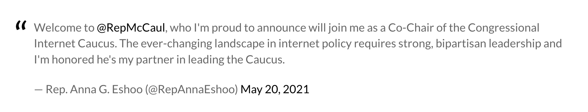 Rep. Michael McCaul Becomes Co-Chair of the Congressional Internet Caucus